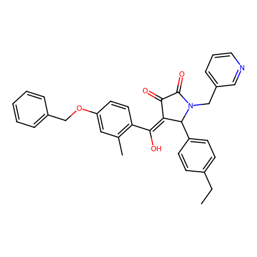 (4E)-5-(4-ethylphenyl)-4-[hydroxy-(2-methyl-4-phenylmethoxyphenyl)methylidene]-1-(pyridin-3-ylmethyl)pyrrolidine-2,3-dione structure