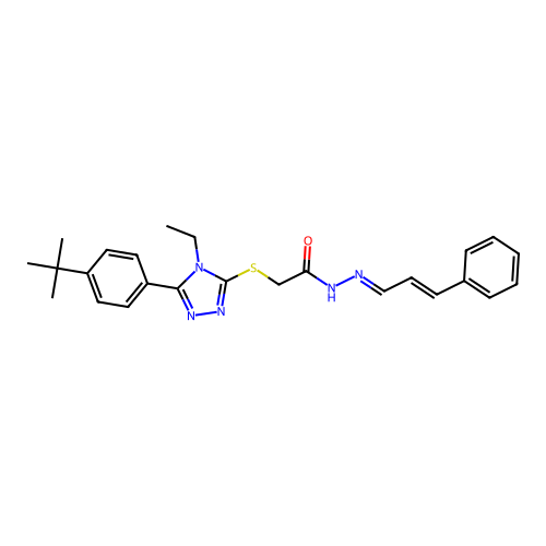2-{[5-(4-tert-butylphenyl)-4-ethyl-4H-1,2,4-triazol-3-yl]sulfanyl}-N'-[(1E,2E)-3-phenylprop-2-en-1-ylidene]acetohydrazide structure
