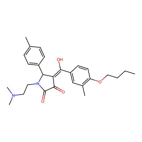 (4E)-4-[(4-butoxy-3-methylphenyl)-hydroxymethylidene]-1-(2-dimethylaminoethyl)-5-(4-methylphenyl)pyrrolidine-2,3-dione structure