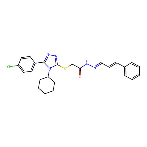 2-{[5-(4-chlorophenyl)-4-cyclohexyl-4H-1,2,4-triazol-3-yl]sulfanyl}-N'-[(1E,2E)-3-phenylprop-2-en-1-ylidene]acetohydrazide structure