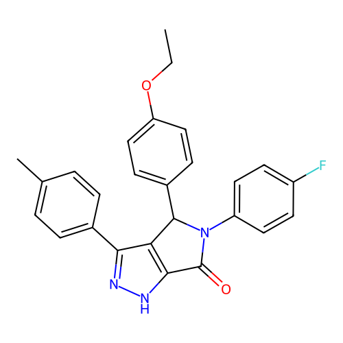 4-(4-ethoxyphenyl)-5-(4-fluorophenyl)-3-(4-methylphenyl)-1,4-dihydropyrrolo[3,4-c]pyrazol-6-one structure