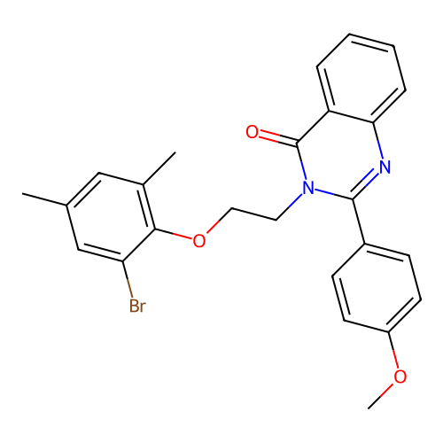 3-(2-(2-bromo-4,6-dimethylphenoxy)ethyl)-2-(4-methoxyphenyl)quinazolin-4(3H)-one structure