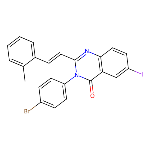 3-(4-bromophenyl)-6-iodo-2-[(E)-2-(2-methylphenyl)ethenyl]quinazolin-4(3H)-one structure