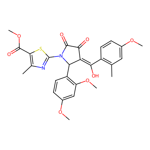 methyl 2-(2-(2,4-dimethoxyphenyl)-4-hydroxy-3-(4-methoxy-2-methylbenzoyl)-5-oxo-2,5-dihydro-1H-pyrrol-1-yl)-4-methylthiazole-5-carboxylate structure