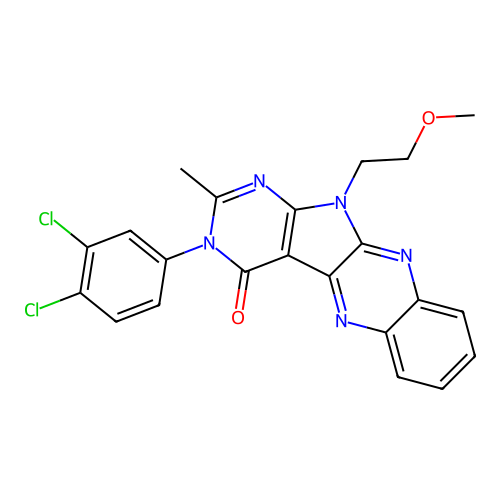 3-(3,4-dichlorophenyl)-11-(2-methoxyethyl)-2-methyl-3,11-dihydro-4H-pyrimido[5',4':4,5]pyrrolo[2,3-b]quinoxalin-4-one structure