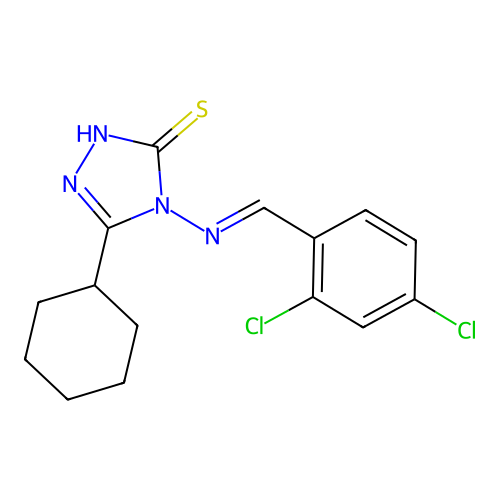 5-Cyclohexyl-4-((2,4-dichlorobenzylidene)amino)-4H-1,2,4-triazole-3-thiol structure