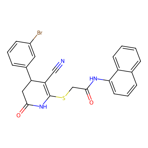 2-{[4-(3-bromophenyl)-3-cyano-6-oxo-1,4,5,6-tetrahydropyridin-2-yl]sulfanyl}-N-(naphthalen-1-yl)acetamide structure
