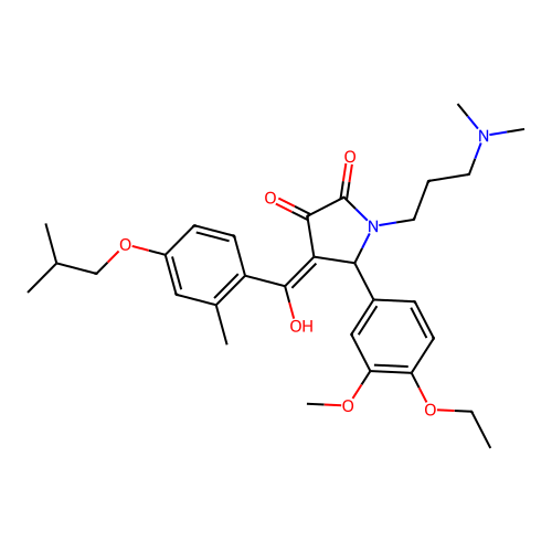 (4E)-1-[3-(dimethylamino)propyl]-5-(4-ethoxy-3-methoxyphenyl)-4-[hydroxy-[2-methyl-4-(2-methylpropoxy)phenyl]methylidene]pyrrolidine-2,3-dione structure