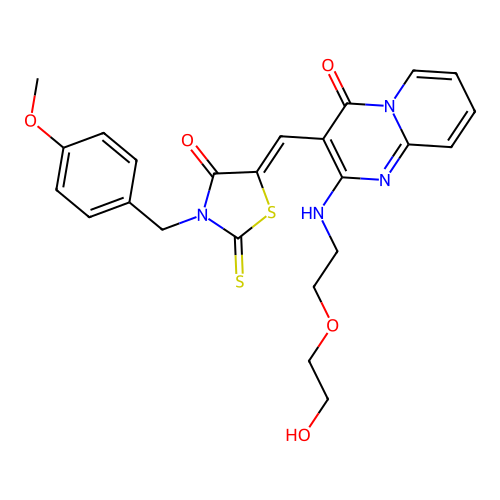 2-{[2-(2-hydroxyethoxy)ethyl]amino}-3-{(Z)-[3-(4-methoxybenzyl)-4-oxo-2-thioxo-1,3-thiazolidin-5-ylidene]methyl}-4H-pyrido[1,2-a]pyrimidin-4-one structure