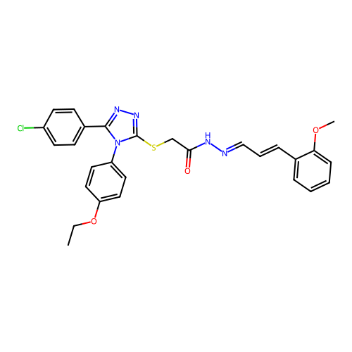 2-{[5-(4-chlorophenyl)-4-(4-ethoxyphenyl)-4H-1,2,4-triazol-3-yl]sulfanyl}-N'-[(1E,2E)-3-(2-methoxyphenyl)prop-2-en-1-ylidene]acetohydrazide structure