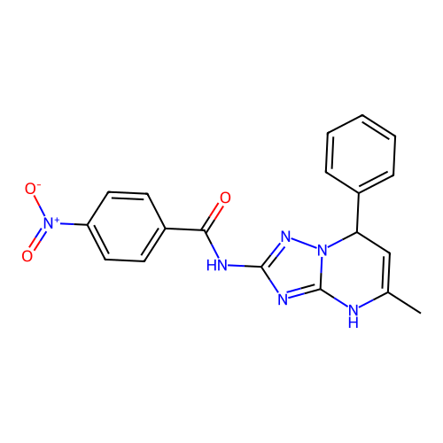 N-(5-methyl-7-phenyl-1,7-dihydro-[1,2,4]triazolo[1,5-a]pyrimidin-2-yl)-4-nitrobenzamide structure