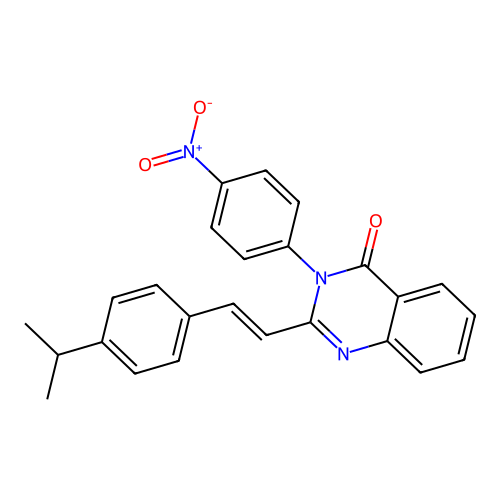 3-(4-nitrophenyl)-2-{(E)-2-[4-(propan-2-yl)phenyl]ethenyl}quinazolin-4(3H)-one structure