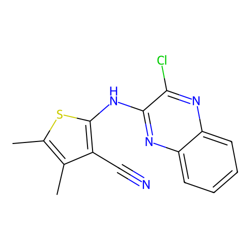 2-[(3-Chloroquinoxalin-2-yl)amino]-4,5-dimethylthiophene-3-carbonitrile structure