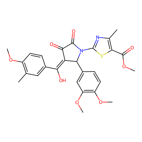 methyl 2-(2-(3,4-dimethoxyphenyl)-4-hydroxy-3-(4-methoxy-3-methylbenzoyl)-5-oxo-2,5-dihydro-1H-pyrrol-1-yl)-4-methylthiazole-5-carboxylate structure