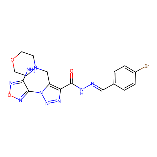 (E)-1-(4-amino-1,2,5-oxadiazol-3-yl)-N'-(4-bromobenzylidene)-5-(morpholinomethyl)-1H-1,2,3-triazole-4-carbohydrazide structure