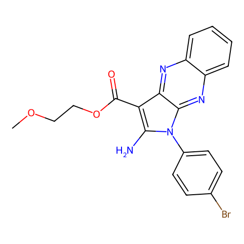 2-methoxyethyl 2-amino-1-(4-bromophenyl)-1H-pyrrolo[2,3-b]quinoxaline-3-carboxylate structure