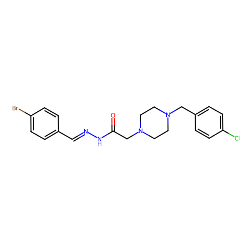 (E)-N'-(4-bromobenzylidene)-2-(4-(4-chlorobenzyl)piperazin-1-yl)acetohydrazide structure