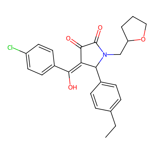 (4E)-4-[(4-chlorophenyl)(hydroxy)methylidene]-5-(4-ethylphenyl)-1-(tetrahydrofuran-2-ylmethyl)pyrrolidine-2,3-dione structure