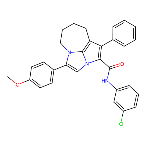 N-(3-chlorophenyl)-4-(4-methoxyphenyl)-1-phenyl-5,6,7,8-tetrahydro-2a,4a-diazacyclopenta[cd]azulene-2-carboxamide structure