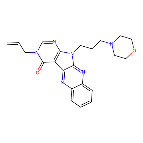 11-[3-(morpholin-4-yl)propyl]-3-(prop-2-en-1-yl)-3,11-dihydro-4H-pyrimido[5',4':4,5]pyrrolo[2,3-b]quinoxalin-4-one structure