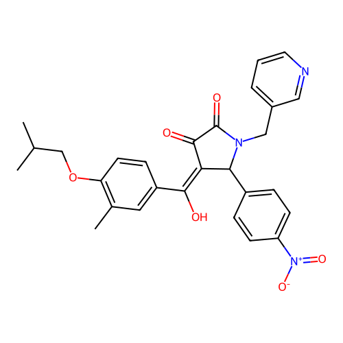 (4E)-4-[hydroxy-[3-methyl-4-(2-methylpropoxy)phenyl]methylidene]-5-(4-nitrophenyl)-1-(pyridin-3-ylmethyl)pyrrolidine-2,3-dione structure