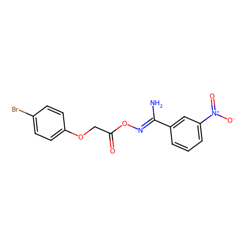 N'-{[(4-bromophenoxy)acetyl]oxy}-3-nitrobenzenecarboximidamide structure