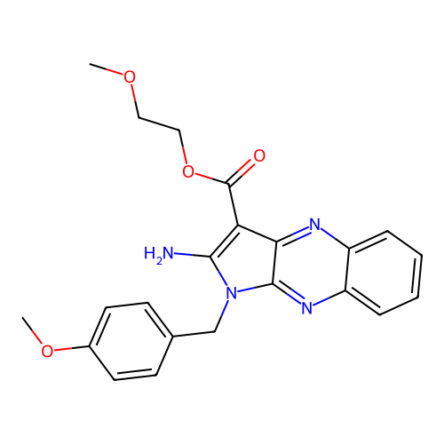2-methoxyethyl 2-amino-1-(4-methoxybenzyl)-1H-pyrrolo[2,3-b]quinoxaline-3-carboxylate structure