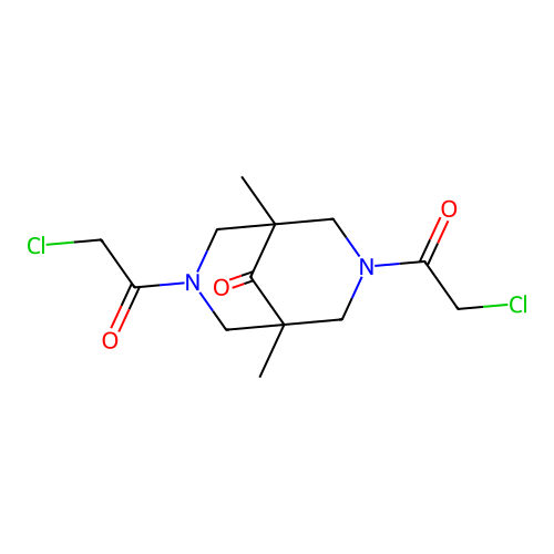 3,7-Bis(2-chloroacetyl)-1,5-dimethyl-3,7-diazabicyclo[3.3.1]nonan-9-one structure