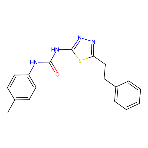 1-(4-methylphenyl)-3-[(2Z)-5-(2-phenylethyl)-1,3,4-thiadiazol-2(3H)-ylidene]urea structure