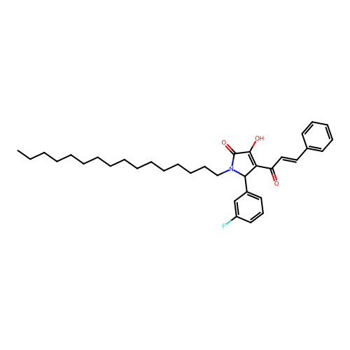 4-cinnamoyl-5-(3-fluorophenyl)-1-hexadecyl-3-hydroxy-1H-pyrrol-2(5H)-one structure