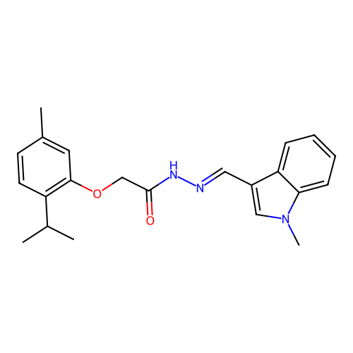 N'-[(E)-(1-methyl-1H-indol-3-yl)methylidene]-2-[5-methyl-2-(propan-2-yl)phenoxy]acetohydrazide structure