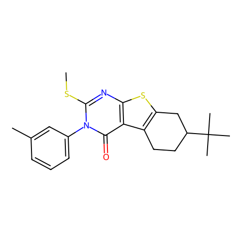 7-(tert-butyl)-2-(methylthio)-3-(m-tolyl)-5,6,7,8-tetrahydrobenzo[4,5]thieno[2,3-d]pyrimidin-4(3H)-one structure