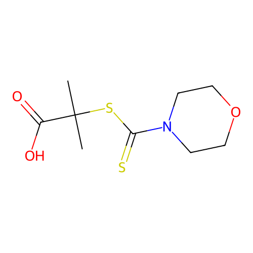 2-Methyl-2-(morpholine-4-carbothioylsulfanyl)-propionic acid structure