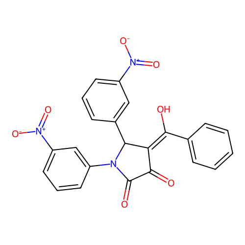 (4E)-4-[hydroxy(phenyl)methylidene]-1,5-bis(3-nitrophenyl)pyrrolidine-2,3-dione structure