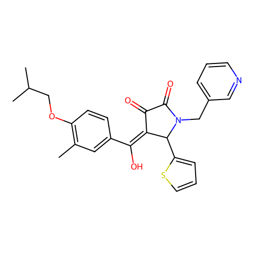 (4E)-4-[hydroxy-[3-methyl-4-(2-methylpropoxy)phenyl]methylidene]-1-(pyridin-3-ylmethyl)-5-thiophen-2-ylpyrrolidine-2,3-dione structure