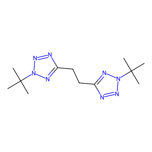 1,2-bis(2-(tert-butyl)-2H-tetrazol-5-yl)ethane structure