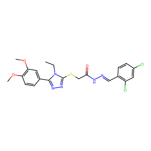(E)-N'-(2,4-dichlorobenzylidene)-2-((5-(3,4-dimethoxyphenyl)-4-ethyl-4H-1,2,4-triazol-3-yl)thio)acetohydrazide structure