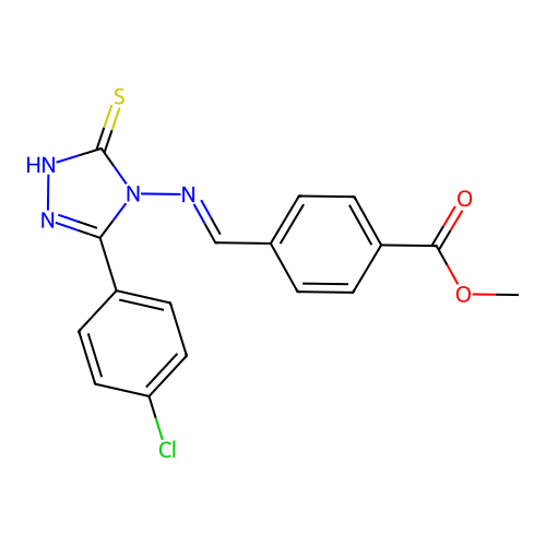 ME 4-(((3-(4-CHLOROPHENYL)-5-MERCAPTO-4H-1,2,4-TRIAZOL-4-YL)IMINO)ME)BENZOATE structure