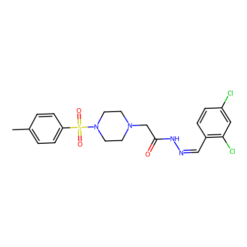 (Z)-N'-(2,4-dichlorobenzylidene)-2-(4-tosylpiperazin-1-yl)acetohydrazide structure