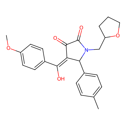 (4E)-4-[hydroxy(4-methoxyphenyl)methylidene]-5-(4-methylphenyl)-1-(tetrahydrofuran-2-ylmethyl)pyrrolidine-2,3-dione structure