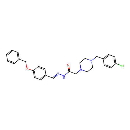 (E)-N'-(4-(benzyloxy)benzylidene)-2-(4-(4-chlorobenzyl)piperazin-1-yl)acetohydrazide structure