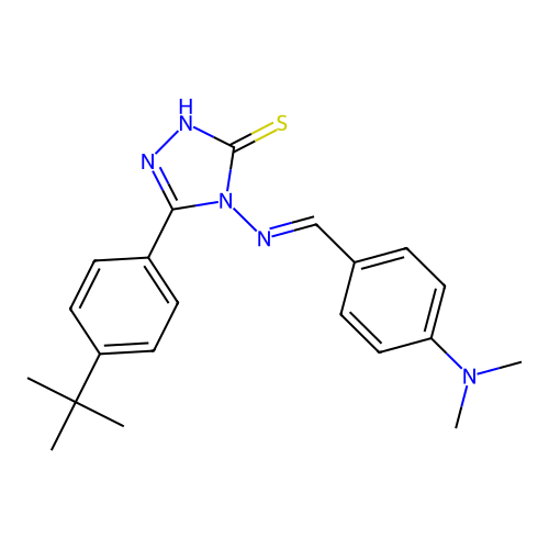 (E)-5-(4-(tert-butyl)phenyl)-4-((4-(dimethylamino)benzylidene)amino)-4H-1,2,4-triazole-3-thiol structure