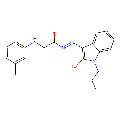 (E)-N'-(2-oxo-1-propylindolin-3-ylidene)-2-(m-tolylamino)acetohydrazide structure