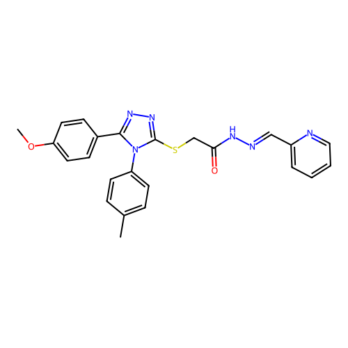 2-{[5-(4-methoxyphenyl)-4-(4-methylphenyl)-4H-1,2,4-triazol-3-yl]sulfanyl}-N'-[(E)-pyridin-2-ylmethylidene]acetohydrazide structure