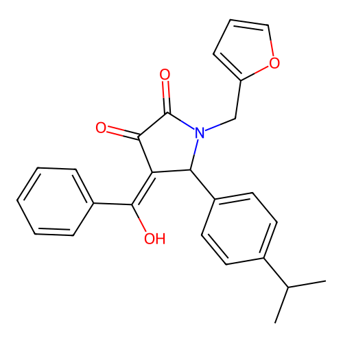 (4E)-1-(furan-2-ylmethyl)-4-[hydroxy(phenyl)methylidene]-5-(4-propan-2-ylphenyl)pyrrolidine-2,3-dione structure