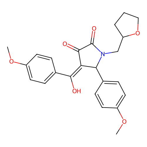 (4E)-4-[hydroxy(4-methoxyphenyl)methylidene]-5-(4-methoxyphenyl)-1-(tetrahydrofuran-2-ylmethyl)pyrrolidine-2,3-dione structure