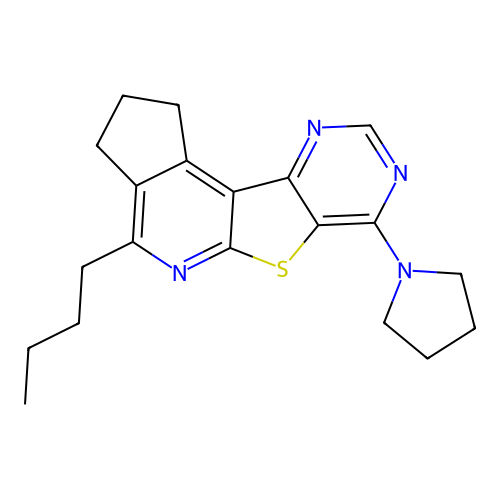 4-butyl-7-(pyrrolidin-1-yl)-2,3-dihydro-1H-cyclopenta[4',5']pyrido[3',2':4,5]thieno[3,2-d]pyrimidine structure
