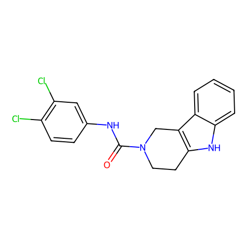 N-(3,4-dichlorophenyl)-1,3,4,5-tetrahydro-2H-pyrido[4,3-b]indole-2-carboxamide structure