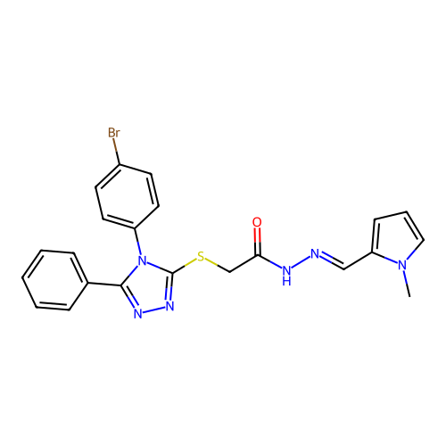 2-{[4-(4-bromophenyl)-5-phenyl-4H-1,2,4-triazol-3-yl]sulfanyl}-N'-[(E)-(1-methyl-1H-pyrrol-2-yl)methylidene]acetohydrazide structure