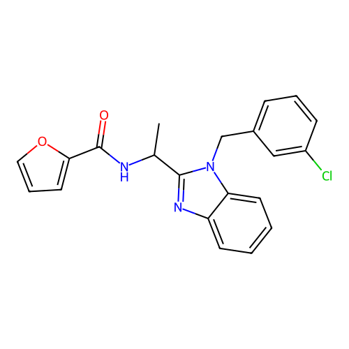 N-{1-[1-(3-chlorobenzyl)-1H-benzimidazol-2-yl]ethyl}furan-2-carboxamide structure